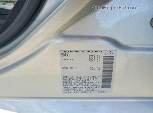 1N4BL4DV1RN360347 2024 NISSAN ALTIMA Silver Engine compartment view