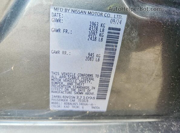 1N4BL4DV1SN321098 2025 NISSAN ALTIMA Серый Вид подкапотного пространства