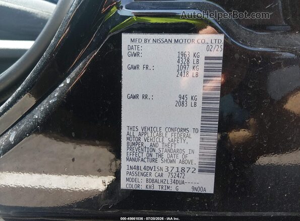 1N4BL4DV1SN371872 2025 NISSAN ALTIMA Black Engine compartment view