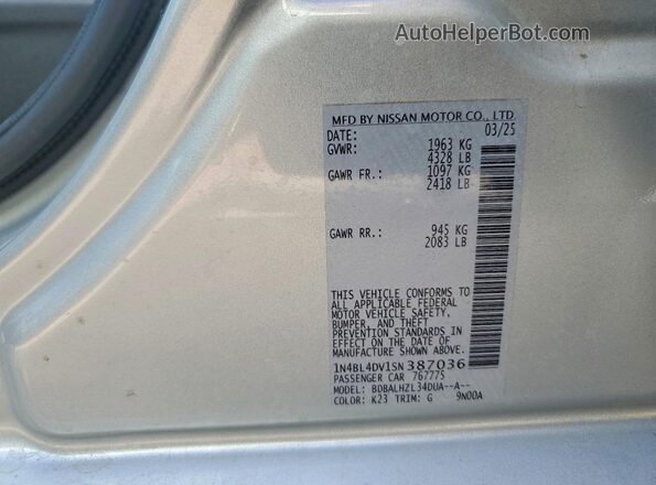 1N4BL4DV1SN387036 2025 NISSAN ALTIMA Серебряный Вид подкапотного пространства