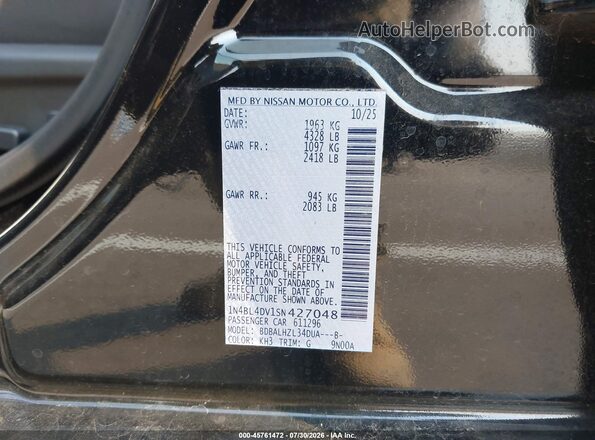 1N4BL4DV1SN427048 2025 NISSAN ALTIMA Black Widok komory silnika