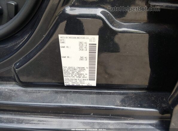 1N4BL4DV2NN357869 2022 NISSAN ALTIMA Black Вид підкапотного простору