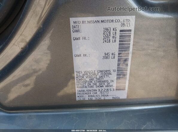 1N4BL4DV2RN322853 2024 NISSAN ALTIMA Gray ძრავის განყოფილების ხედი