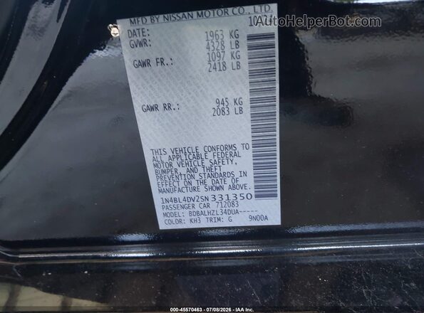 1N4BL4DV2SN331350 2025 NISSAN ALTIMA Black Widok komory silnika