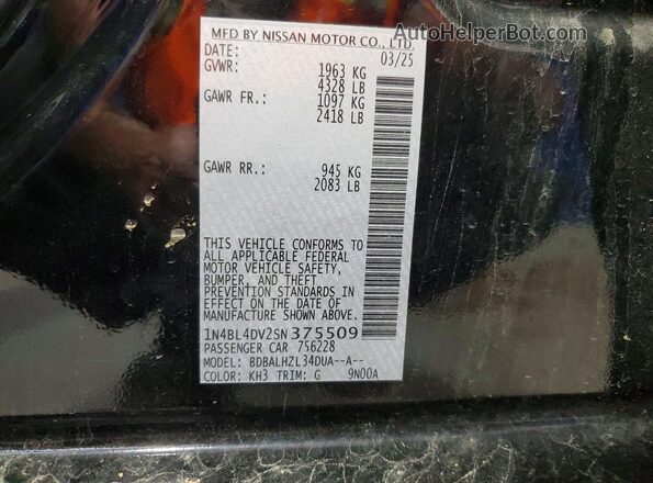 1N4BL4DV2SN375509 2025 NISSAN ALTIMA Black Engine compartment view