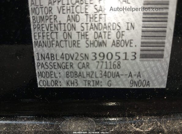 1N4BL4DV2SN390513 2025 NISSAN ALTIMA Black Vista del compartimento del motor