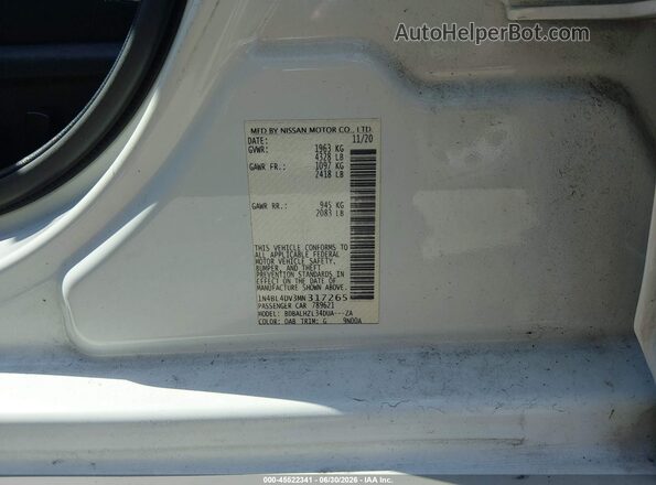 1N4BL4DV3MN317265 2021 NISSAN ALTIMA Белый Вид подкапотного пространства