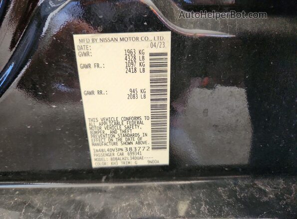 1N4BL4DV3PN383772 2023 NISSAN ALTIMA Black Widok naklejki z numerem VIN