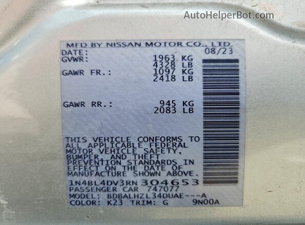 1N4BL4DV3RN304653 2024 NISSAN ALTIMA Silver Շարժիչի բաժամունքի տեսք