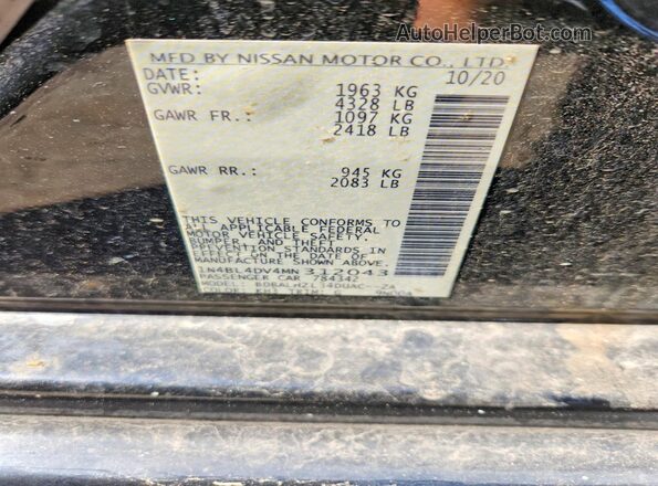 1N4BL4DV4MN312043 2021 NISSAN ALTIMA Угольный Вид подкапотного пространства