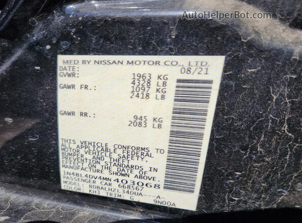 1N4BL4DV4MN403068 2021 NISSAN ALTIMA Black Вид підкапотного простору