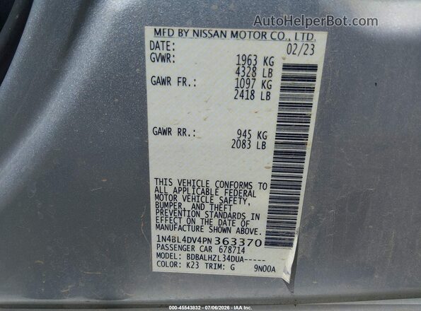 1N4BL4DV4PN363370 2023 NISSAN ALTIMA Серебряный Вид подкапотного пространства