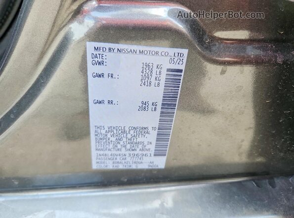 1N4BL4DV4SN396961 2025 NISSAN ALTIMA Gray Вид підкапотного простору