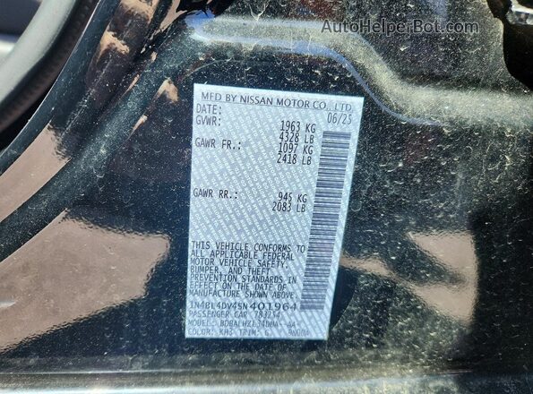 1N4BL4DV4SN401964 2025 NISSAN ALTIMA Black Շարժիչի բաժամունքի տեսք