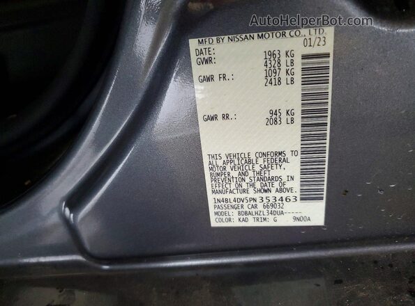 1N4BL4DV5PN353463 2023 NISSAN ALTIMA Silver VIN კოდის სტიკერის ხედი