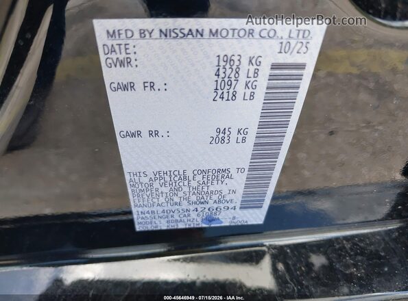 1N4BL4DV5SN426694 2025 NISSAN ALTIMA Black ძრავის განყოფილების ხედი