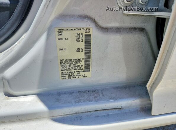 1N4BL4DV6KC170996 2019 NISSAN ALTIMA White Engine compartment view