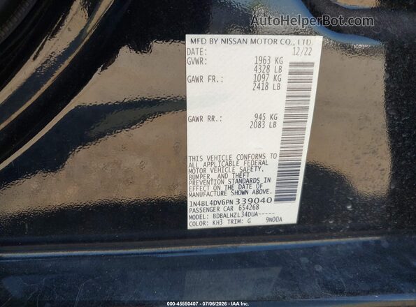1N4BL4DV6PN339040 2023 NISSAN ALTIMA Черный Вид подкапотного пространства