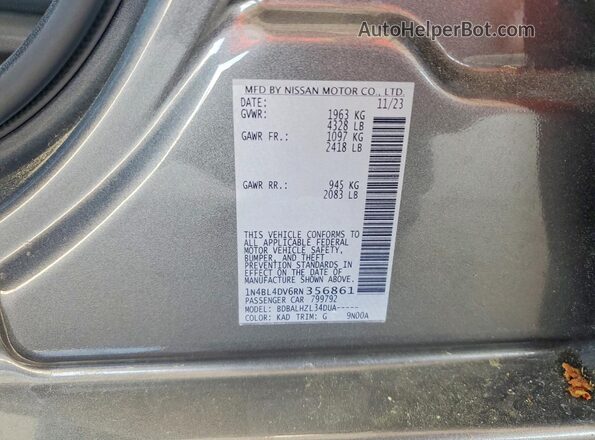 1N4BL4DV6RN356861 2024 NISSAN ALTIMA Gray Widok komory silnika