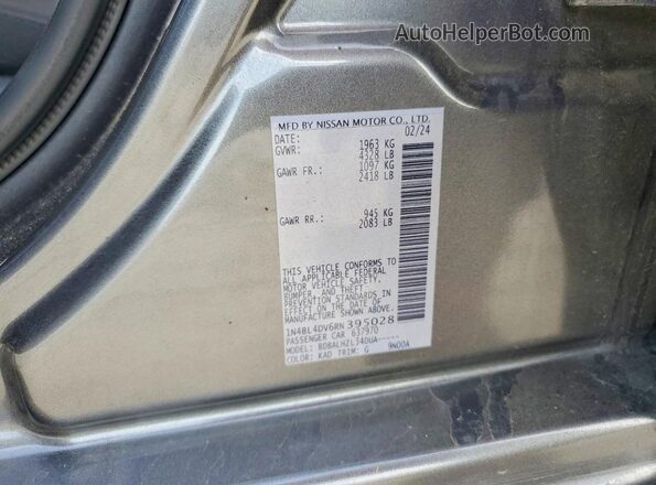 1N4BL4DV6RN395028 2024 NISSAN ALTIMA Gray Вид наклейки з VIN-кодом
