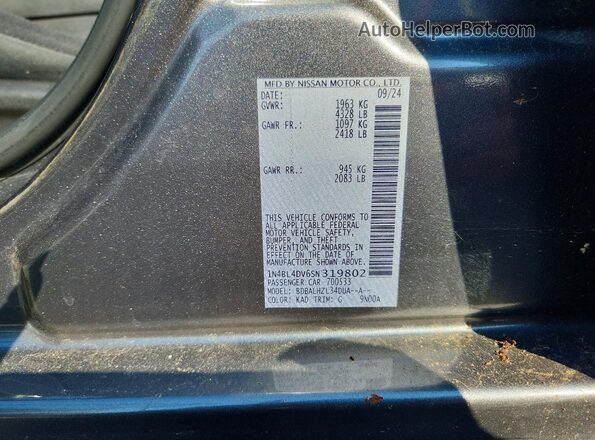 1N4BL4DV6SN319802 2025 NISSAN ALTIMA Gray Вид наклейки з VIN-кодом