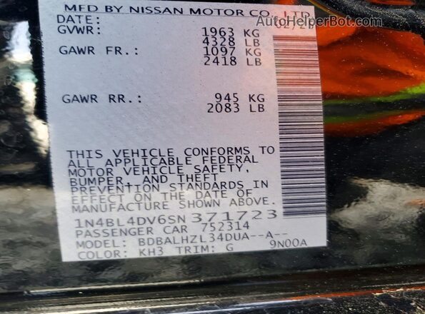 1N4BL4DV6SN371723 2025 NISSAN ALTIMA Black Вид підкапотного простору