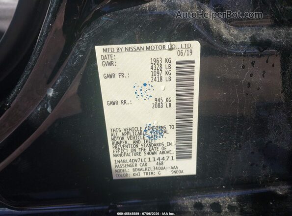 1N4BL4DV7LC114471 2020 NISSAN ALTIMA Black Engine compartment view