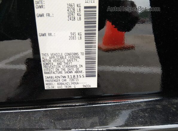 1N4BL4DV7NN318355 2022 NISSAN ALTIMA Black Vista del compartimento del motor