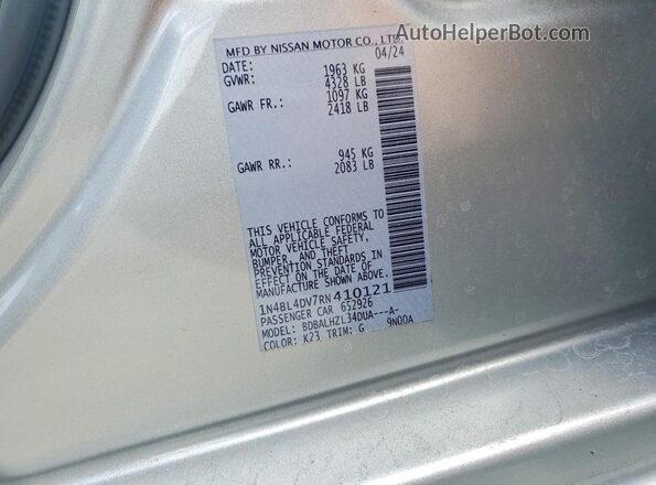 1N4BL4DV7RN410121 2024 NISSAN ALTIMA Silver Շարժիչի բաժամունքի տեսք