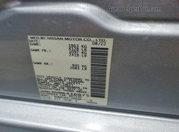 1N4BL4DV8NN416875 2022 NISSAN ALTIMA Silver Շարժիչի բաժամունքի տեսք