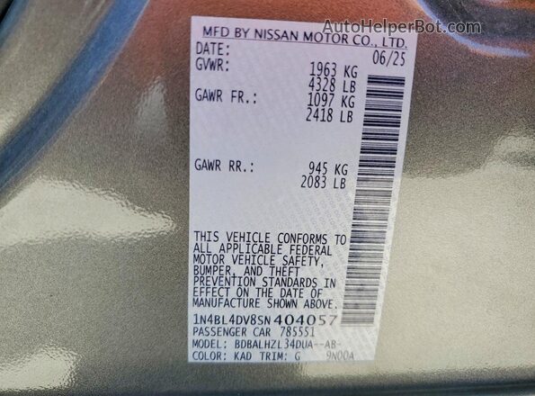 1N4BL4DV8SN404057 2025 NISSAN ALTIMA Gray Engine compartment view