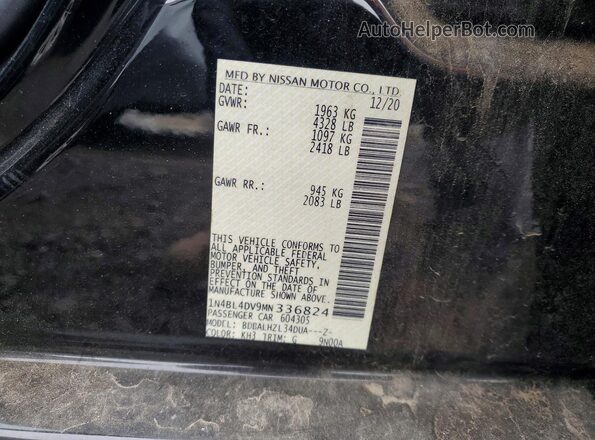 1N4BL4DV9MN336824 2021 NISSAN ALTIMA Black Widok komory silnika