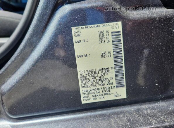 1N4BL4DV9PN359010 2023 NISSAN ALTIMA Gray VIN կոդի պիտակի տեսք