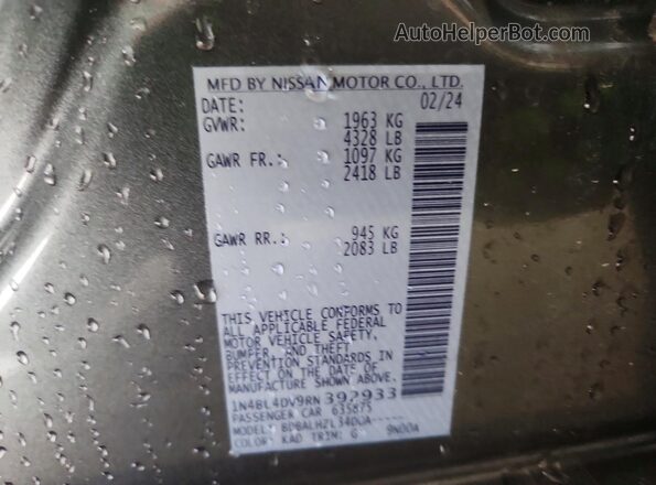 1N4BL4DV9RN392933 2024 NISSAN ALTIMA Серый Вид подкапотного пространства