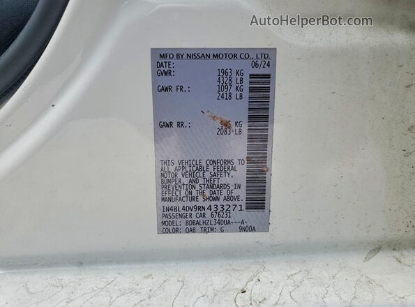 1N4BL4DV9RN433271 2024 NISSAN ALTIMA White Շարժիչի բաժամունքի տեսք