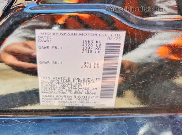 1N4BL4DV9SN369027 2025 NISSAN ALTIMA Black Շարժիչի բաժամունքի տեսք
