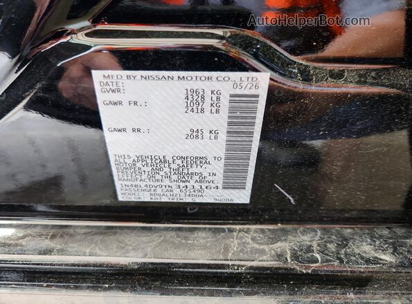 1N4BL4DV9TN341164 2026 NISSAN ALTIMA Black Vista del compartimento del motor