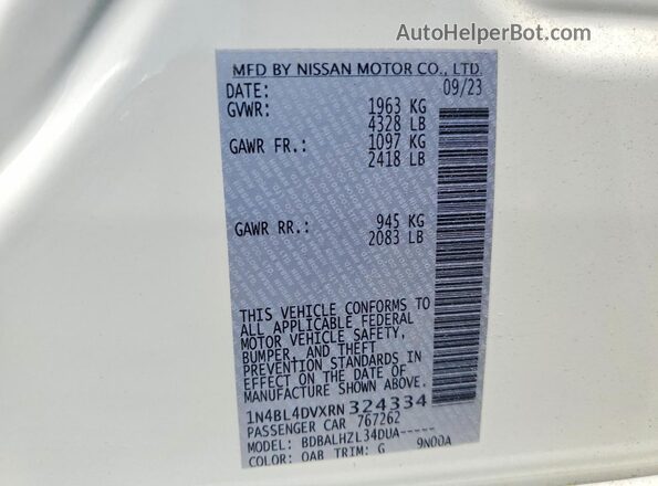 1N4BL4DVXRN324334 2024 NISSAN ALTIMA White Engine compartment view