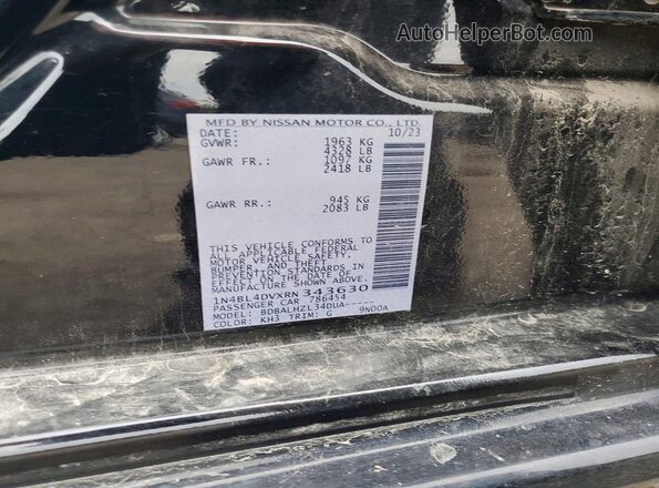 1N4BL4DVXRN343630 2024 NISSAN ALTIMA Черный Вид подкапотного пространства
