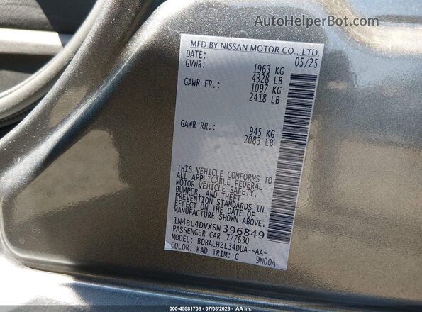 1N4BL4DVXSN396849 2025 NISSAN ALTIMA Черный Вид подкапотного пространства