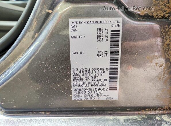1N4BL4DVXTN309002 2026 NISSAN ALTIMA Gray VIN კოდის სტიკერის ხედი