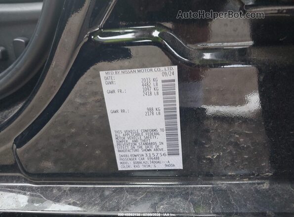 1N4BL4DW4SN315756 2025 NISSAN ALTIMA Black Engine compartment view