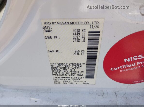 1N4BL4DW9MN324634 2021 NISSAN ALTIMA White Widok komory silnika