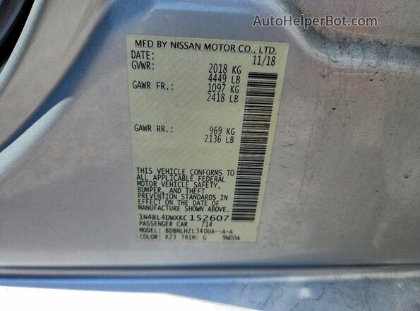1N4BL4DWXKC152607 2019 NISSAN ALTIMA Silver Շարժիչի բաժամունքի տեսք