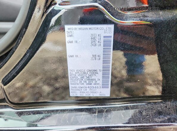 1N4BL4DWXSN409463 2025 NISSAN ALTIMA Black Вид підкапотного простору