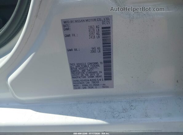 1N4BL4EV0SN406545 2025 NISSAN ALTIMA Белый Вид подкапотного пространства