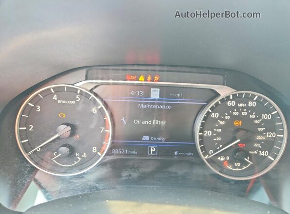 1N4BL4EV1LC250285 2020 NISSAN ALTIMA White Вид щитка приладів