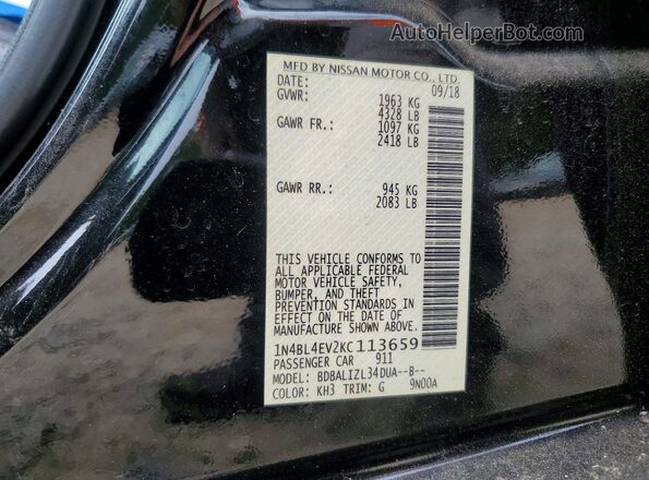 1N4BL4EV2KC113659 2019 NISSAN ALTIMA Black Շարժիչի բաժամունքի տեսք
