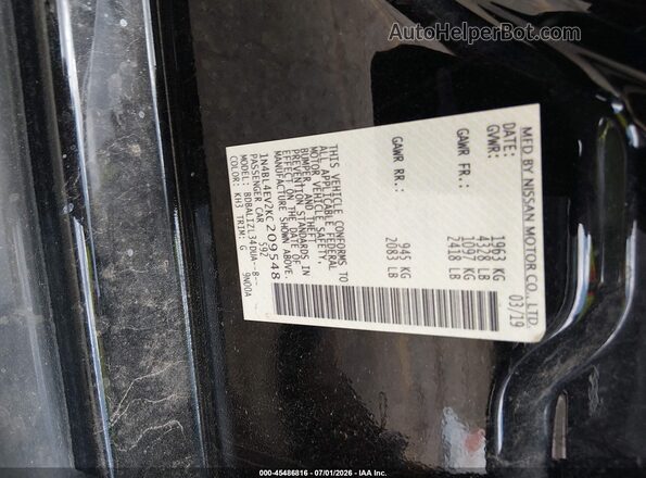 1N4BL4EV2KC209548 2019 NISSAN ALTIMA Black Շարժիչի բաժամունքի տեսք