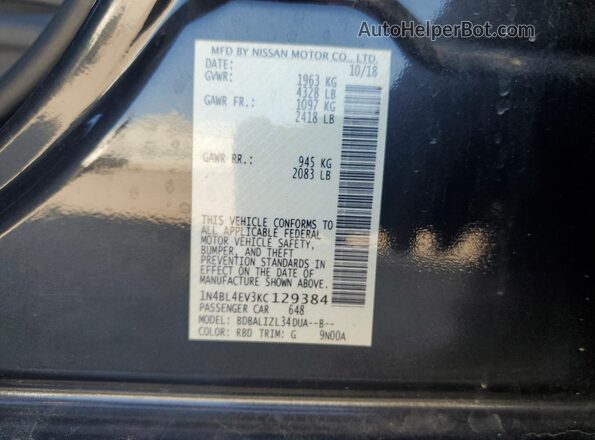1N4BL4EV3KC129384 2019 NISSAN ALTIMA Blue Շարժիչի բաժամունքի տեսք